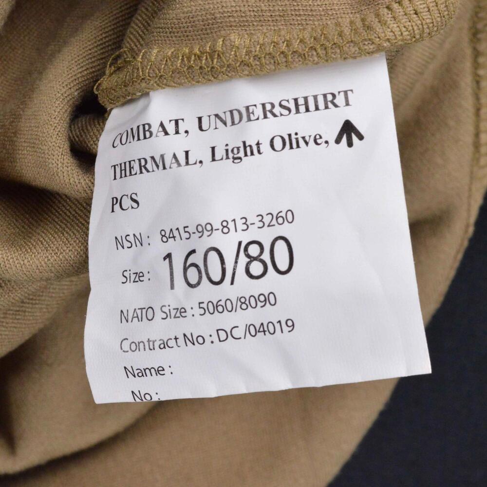 British Army Thermal Fleece Combat Undershirt 160/80 Small Short Olive Base - Picture 6 of 6
